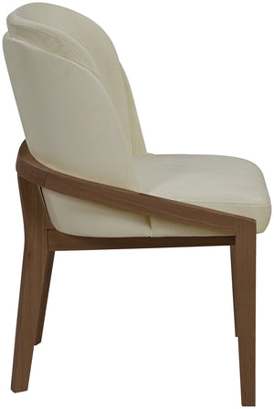 Meridian Furniture Navo Art Deco Sculpted Vegan Leather Dining Chair with Solid Wood Frame Elegant Design Beige 88042 88042Beige-C