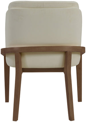 Meridian Furniture Navo Art Deco Sculpted Vegan Leather Dining Chair with Solid Wood Frame Elegant Design Beige 88042 88042Beige-C