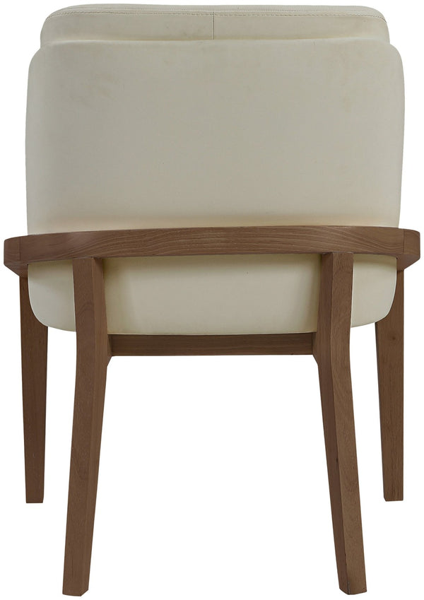 Meridian Furniture Navo Art Deco Sculpted Vegan Leather Dining Chair with Solid Wood Frame Elegant Design Beige 88042 88042Beige-C