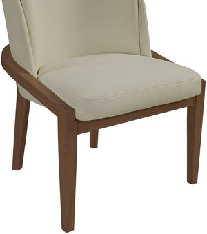 Meridian Furniture Navo Art Deco Sculpted Vegan Leather Dining Chair with Solid Wood Frame Elegant Design Beige 88042 88042Beige-C