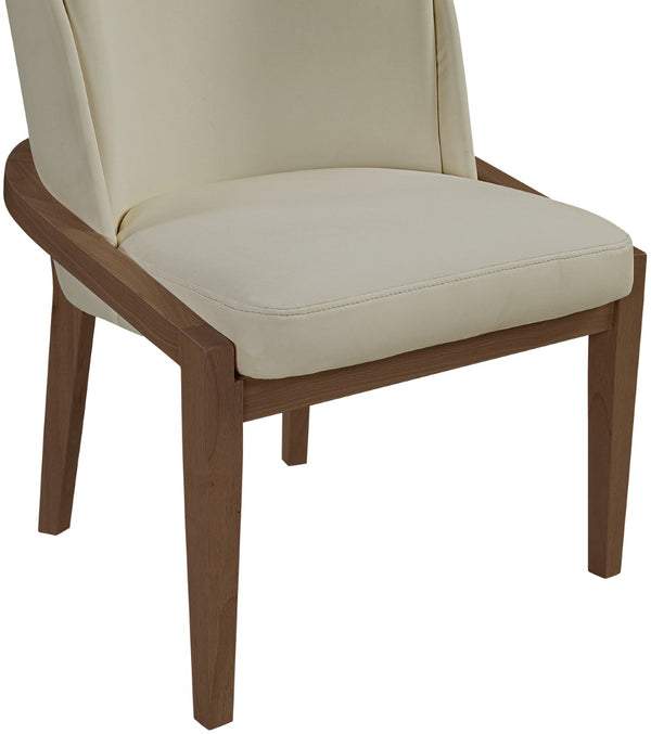 Meridian Furniture Navo Art Deco Sculpted Vegan Leather Dining Chair with Solid Wood Frame Elegant Design Beige 88042 88042Beige-C