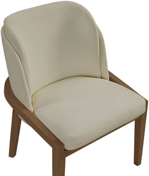 Meridian Furniture Navo Art Deco Sculpted Vegan Leather Dining Chair with Solid Wood Frame Elegant Design Beige 88042 88042Beige-C