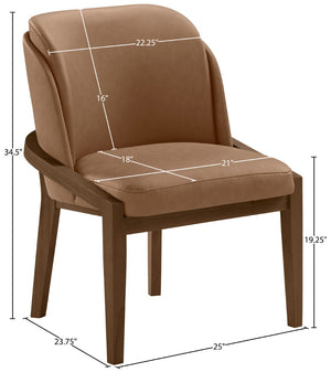 Meridian Furniture Navo Art Deco Sculpted Vegan Leather Dining Chair with Solid Wood Frame Elegant Design Brown 88042 88042Brown-C