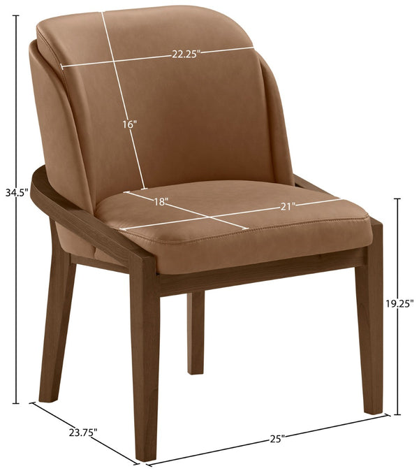Meridian Furniture Navo Art Deco Sculpted Vegan Leather Dining Chair with Solid Wood Frame Elegant Design Brown 88042 88042Brown-C