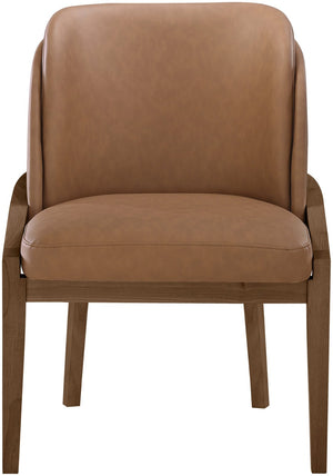 Meridian Furniture Navo Art Deco Sculpted Vegan Leather Dining Chair with Solid Wood Frame Elegant Design Brown 88042 88042Brown-C
