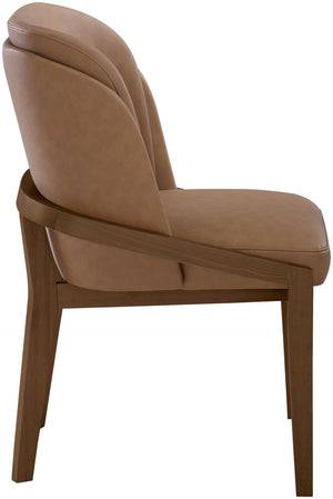 Meridian Furniture Navo Art Deco Sculpted Vegan Leather Dining Chair with Solid Wood Frame Elegant Design Brown 88042 88042Brown-C
