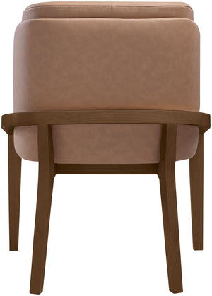 Meridian Furniture Navo Art Deco Sculpted Vegan Leather Dining Chair with Solid Wood Frame Elegant Design Brown 88042 88042Brown-C