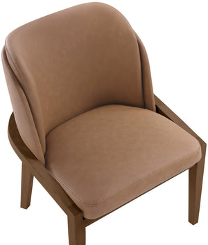 Meridian Furniture Navo Art Deco Sculpted Vegan Leather Dining Chair with Solid Wood Frame Elegant Design Brown 88042 88042Brown-C