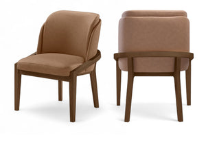Meridian Furniture Navo Art Deco Sculpted Vegan Leather Dining Chair with Solid Wood Frame Elegant Design Brown 88042 88042Brown-C