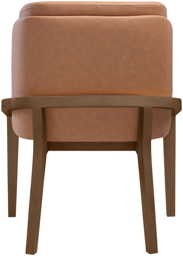 Meridian Furniture Navo Art Deco Sculpted Vegan Leather Dining Chair with Solid Wood Frame Elegant Design Cognac 88042 88042Cognac-C