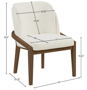 Meridian Furniture Navo Art Deco Sculpted Vegan Leather Dining Chair with Solid Wood Frame Elegant Design Cream 88042 88042Cream-C