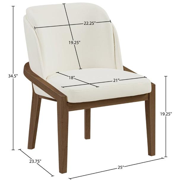 Meridian Furniture Navo Art Deco Sculpted Vegan Leather Dining Chair with Solid Wood Frame Elegant Design Cream 88042 88042Cream-C