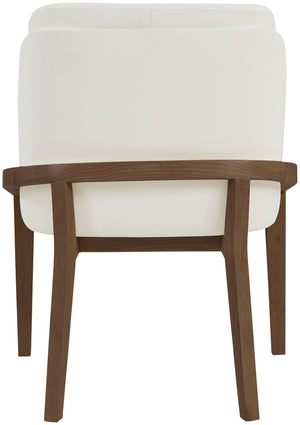 Meridian Furniture Navo Art Deco Sculpted Vegan Leather Dining Chair with Solid Wood Frame Elegant Design Cream 88042 88042Cream-C