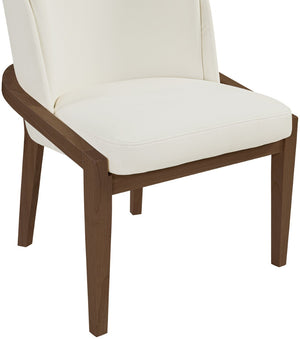 Meridian Furniture Navo Art Deco Sculpted Vegan Leather Dining Chair with Solid Wood Frame Elegant Design Cream 88042 88042Cream-C