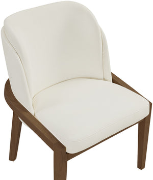 Meridian Furniture Navo Art Deco Sculpted Vegan Leather Dining Chair with Solid Wood Frame Elegant Design Cream 88042 88042Cream-C