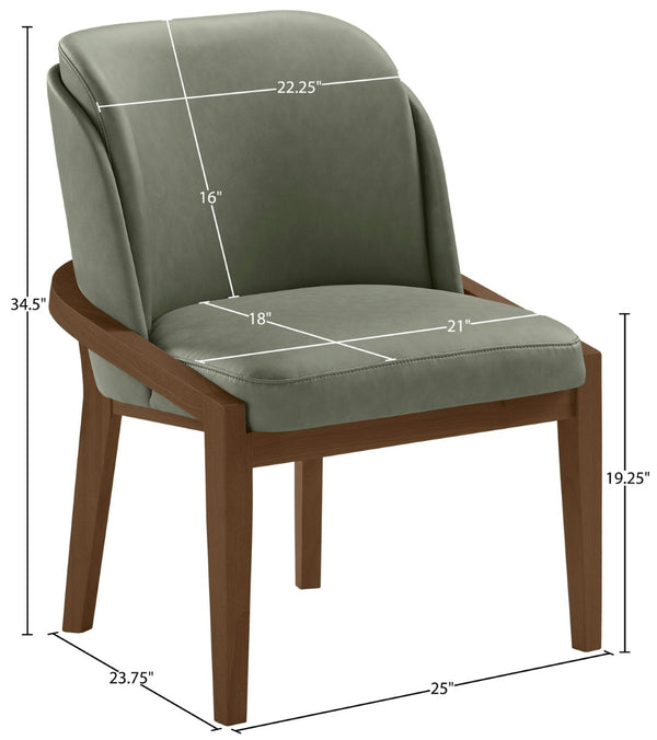 Meridian Furniture Navo Art Deco Sculpted Vegan Leather Dining Chair with Solid Wood Frame Elegant Design Green 88042 88042Green-C