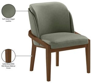 Meridian Furniture Navo Art Deco Sculpted Vegan Leather Dining Chair with Solid Wood Frame Elegant Design Green 88042 88042Green-C