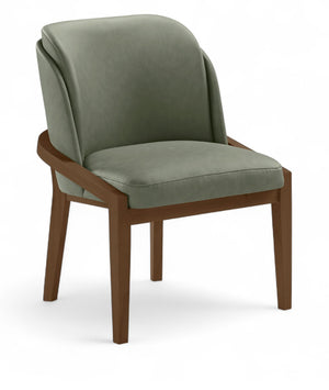 Meridian Furniture Navo Art Deco Sculpted Vegan Leather Dining Chair with Solid Wood Frame Elegant Design Green 88042 88042Green-C