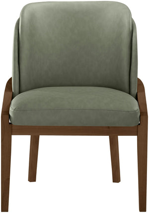 Meridian Furniture Navo Art Deco Sculpted Vegan Leather Dining Chair with Solid Wood Frame Elegant Design Green 88042 88042Green-C