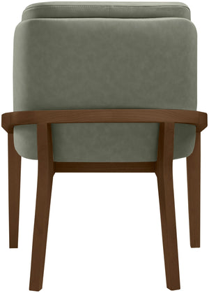 Meridian Furniture Navo Art Deco Sculpted Vegan Leather Dining Chair with Solid Wood Frame Elegant Design Green 88042 88042Green-C