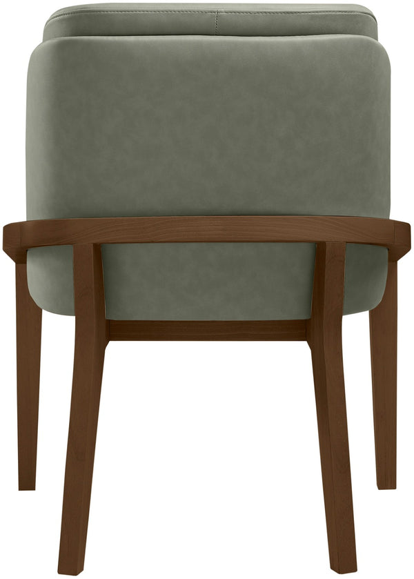 Meridian Furniture Navo Art Deco Sculpted Vegan Leather Dining Chair with Solid Wood Frame Elegant Design Green 88042 88042Green-C