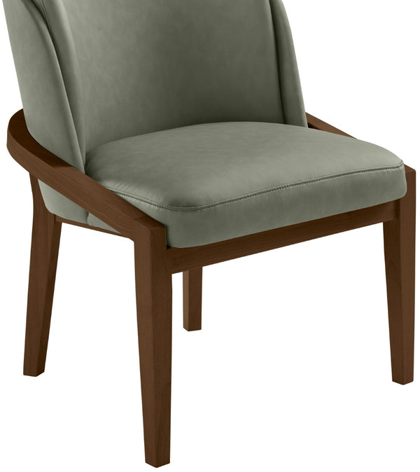 Meridian Furniture Navo Art Deco Sculpted Vegan Leather Dining Chair with Solid Wood Frame Elegant Design Green 88042 88042Green-C