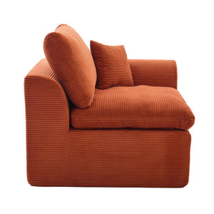 English Elm UNITED Cloud Couch Modular Sectional Sofa with Corduroy Cover, Ergonomic 2-Seater, No Assembly Needed Orange W1568P371118