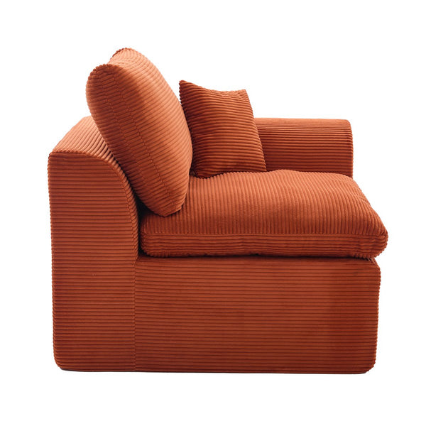 English Elm UNITED Cloud Couch Modular Sectional Sofa with Corduroy Cover, Ergonomic 2-Seater, No Assembly Needed Orange W1568P371118