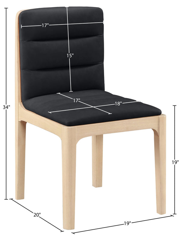 Meridian Furniture Ellis Vegan Leather Seat Cane Back Dining Chair with Solid Wood Frame for Modern Interiors Black Style 1 88047Black-C