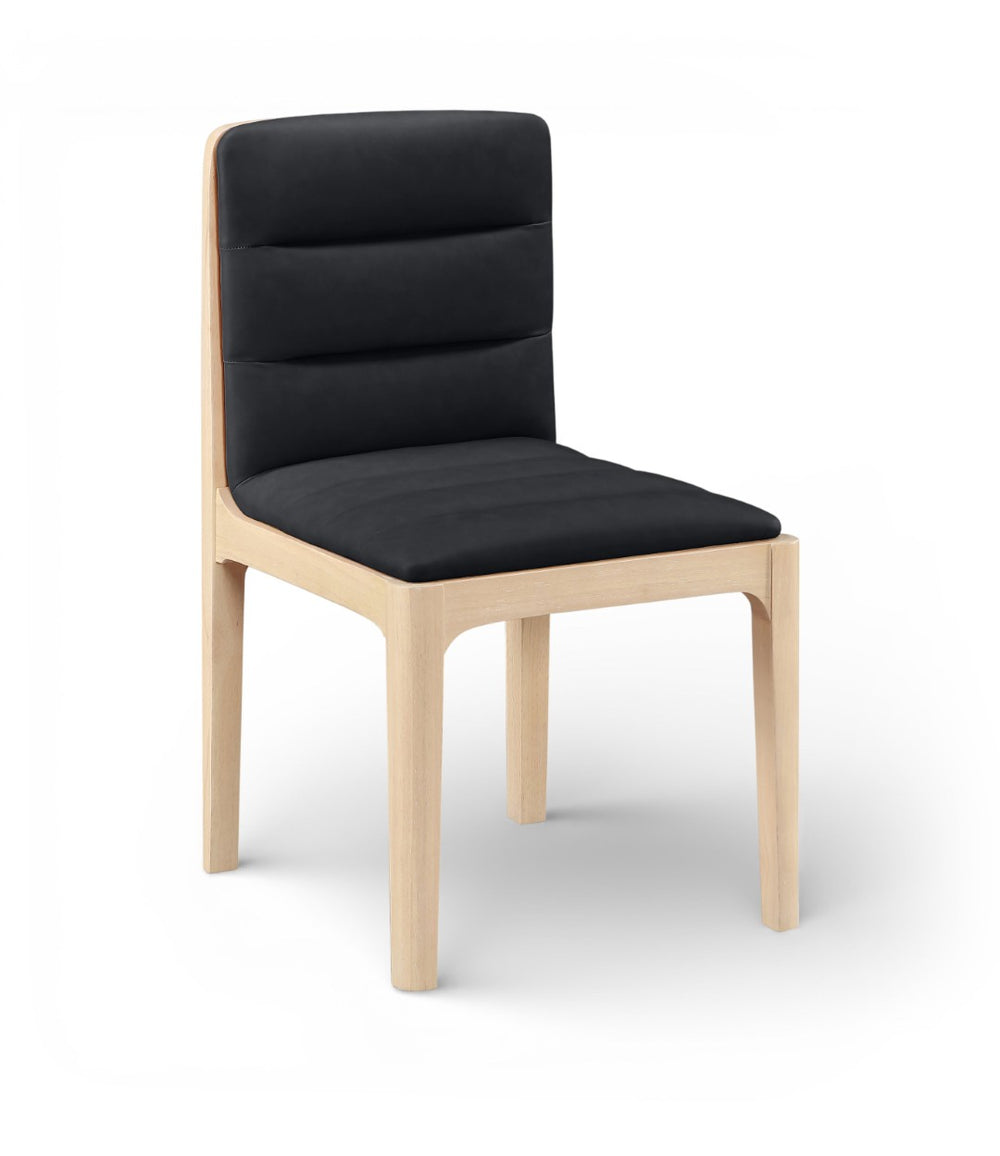 Meridian Furniture Ellis Vegan Leather Seat Cane Back Dining Chair with Solid Wood Frame for Modern Interiors Black Style 1 88047Black-C