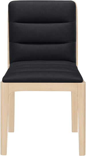 Meridian Furniture Ellis Vegan Leather Seat Cane Back Dining Chair with Solid Wood Frame for Modern Interiors Black Style 1 88047Black-C