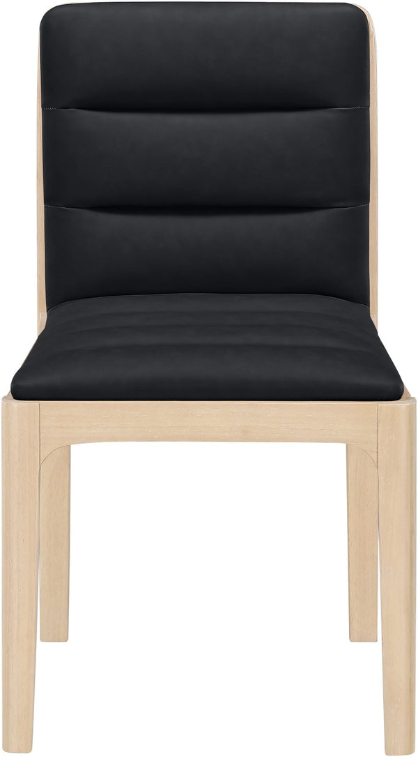 Meridian Furniture Ellis Vegan Leather Seat Cane Back Dining Chair with Solid Wood Frame for Modern Interiors Black Style 1 88047Black-C