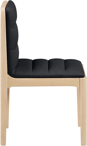 Meridian Furniture Ellis Vegan Leather Seat Cane Back Dining Chair with Solid Wood Frame for Modern Interiors Black Style 1 88047Black-C