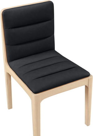 Meridian Furniture Ellis Vegan Leather Seat Cane Back Dining Chair with Solid Wood Frame for Modern Interiors Black Style 1 88047Black-C