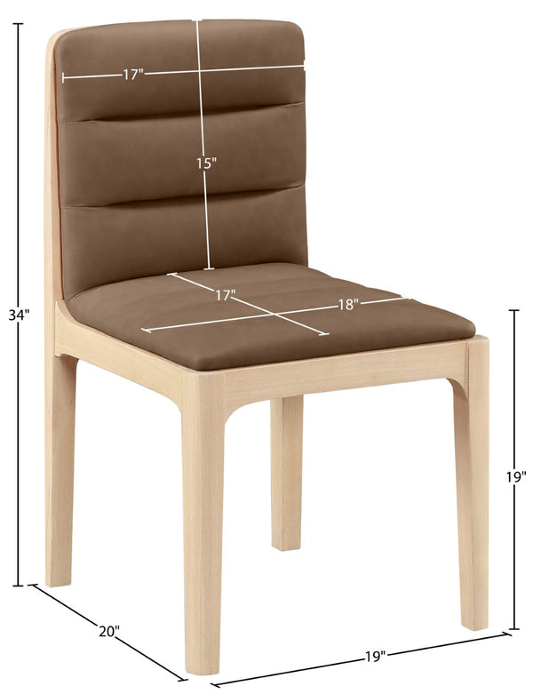 Meridian Furniture Ellis Vegan Leather Seat Cane Back Dining Chair with Solid Wood Frame for Modern Interiors Brown Style 1 88047Brown-C