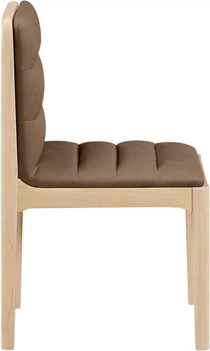 Meridian Furniture Ellis Vegan Leather Seat Cane Back Dining Chair with Solid Wood Frame for Modern Interiors Brown Style 1 88047Brown-C
