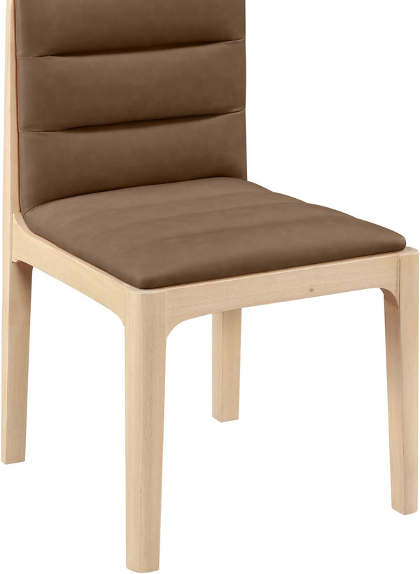 Meridian Furniture Ellis Vegan Leather Seat Cane Back Dining Chair with Solid Wood Frame for Modern Interiors Brown Style 1 88047Brown-C