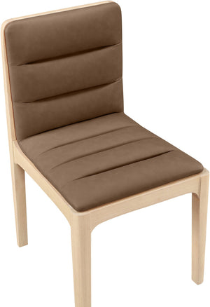 Meridian Furniture Ellis Vegan Leather Seat Cane Back Dining Chair with Solid Wood Frame for Modern Interiors Brown Style 1 88047Brown-C