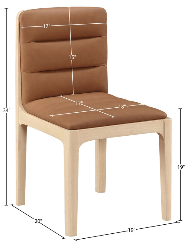 Meridian Furniture Ellis Vegan Leather Seat Cane Back Dining Chair with Solid Wood Frame for Modern Interiors Cognac Style 1 88047Cognac-C