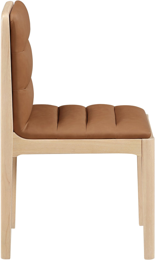 Meridian Furniture Ellis Vegan Leather Seat Cane Back Dining Chair with Solid Wood Frame for Modern Interiors Cognac Style 1 88047Cognac-C