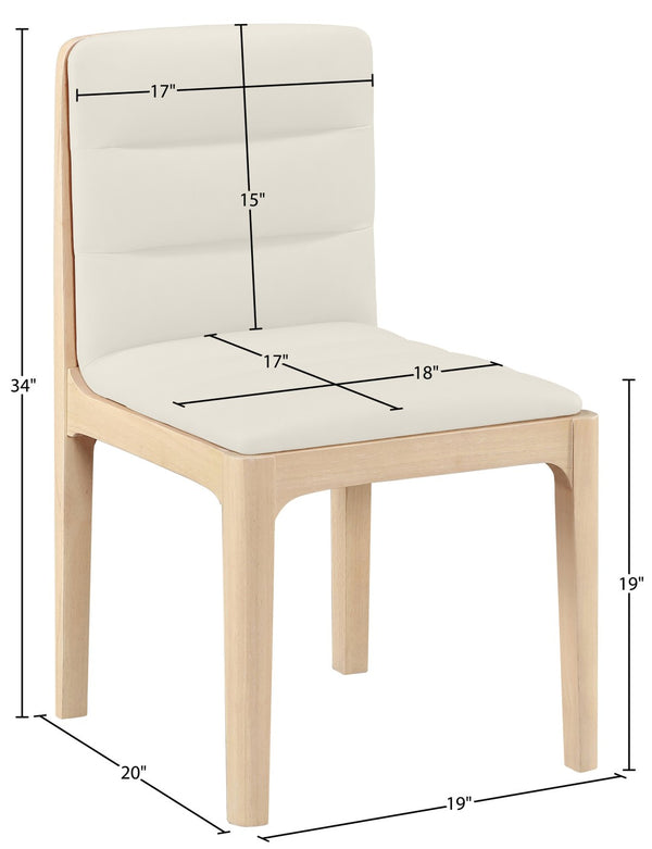 Meridian Furniture Ellis Vegan Leather Seat Cane Back Dining Chair with Solid Wood Frame for Modern Interiors Cream Style 1 88047Cream-C