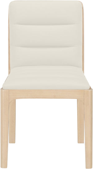 Meridian Furniture Ellis Vegan Leather Seat Cane Back Dining Chair with Solid Wood Frame for Modern Interiors Cream Style 1 88047Cream-C