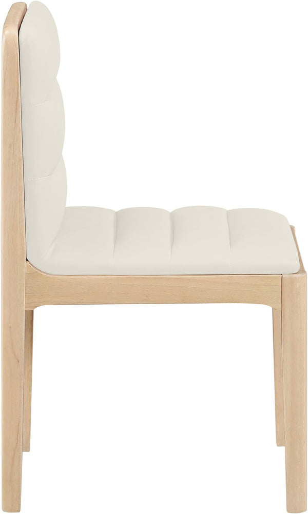 Meridian Furniture Ellis Vegan Leather Seat Cane Back Dining Chair with Solid Wood Frame for Modern Interiors Cream Style 1 88047Cream-C