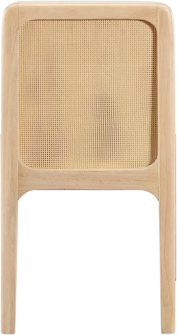 Meridian Furniture Ellis Vegan Leather Seat Cane Back Dining Chair with Solid Wood Frame for Modern Interiors Cream Style 1 88047Cream-C