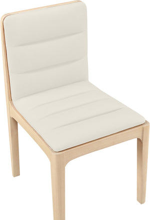 Meridian Furniture Ellis Vegan Leather Seat Cane Back Dining Chair with Solid Wood Frame for Modern Interiors Cream Style 1 88047Cream-C