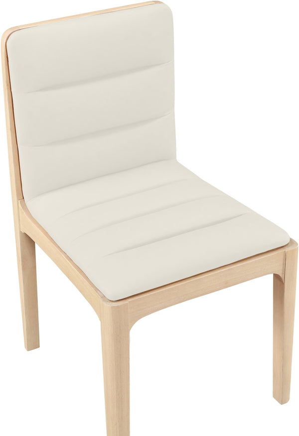 Meridian Furniture Ellis Vegan Leather Seat Cane Back Dining Chair with Solid Wood Frame for Modern Interiors Cream Style 1 88047Cream-C