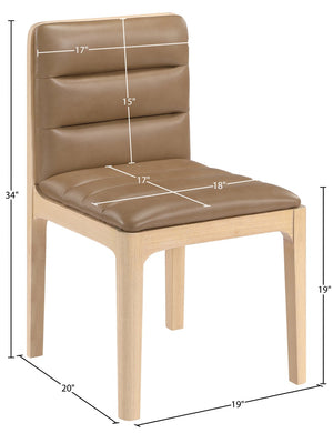 Meridian Furniture Ellis Vegan Leather Seat Cane Back Dining Chair with Solid Wood Frame for Modern Interiors Tan Style 1 88047Tan-C