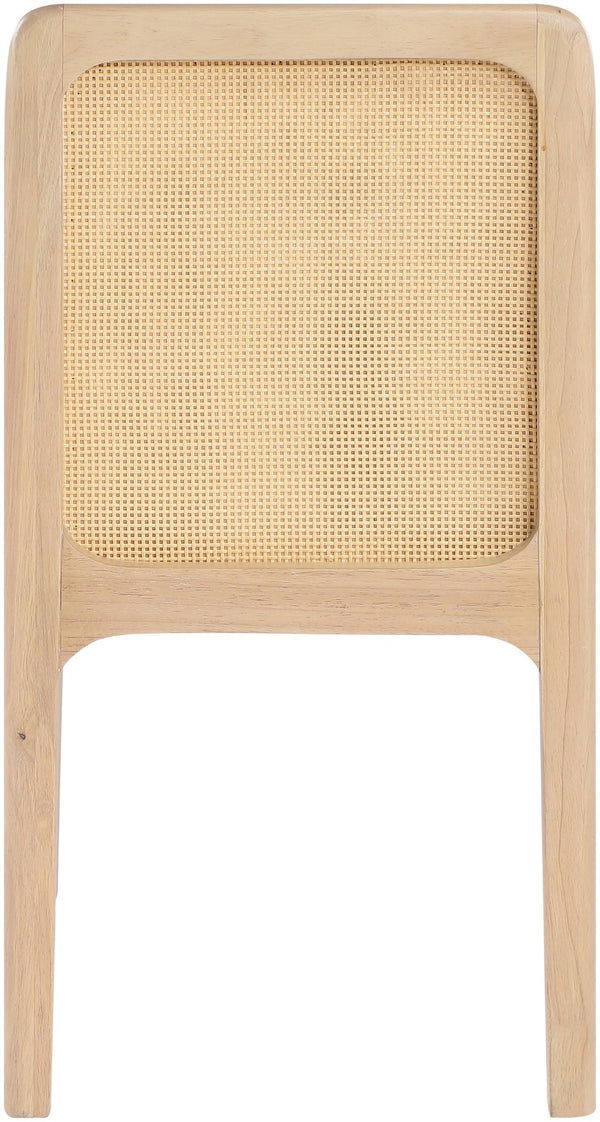 Meridian Furniture Ellis Vegan Leather Seat Cane Back Dining Chair with Solid Wood Frame for Modern Interiors Tan Style 1 88047Tan-C