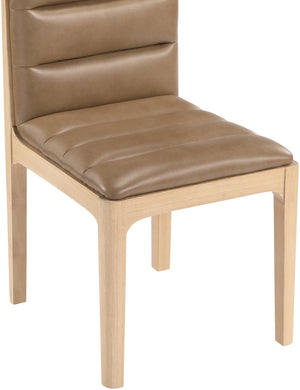 Meridian Furniture Ellis Vegan Leather Seat Cane Back Dining Chair with Solid Wood Frame for Modern Interiors Tan Style 1 88047Tan-C