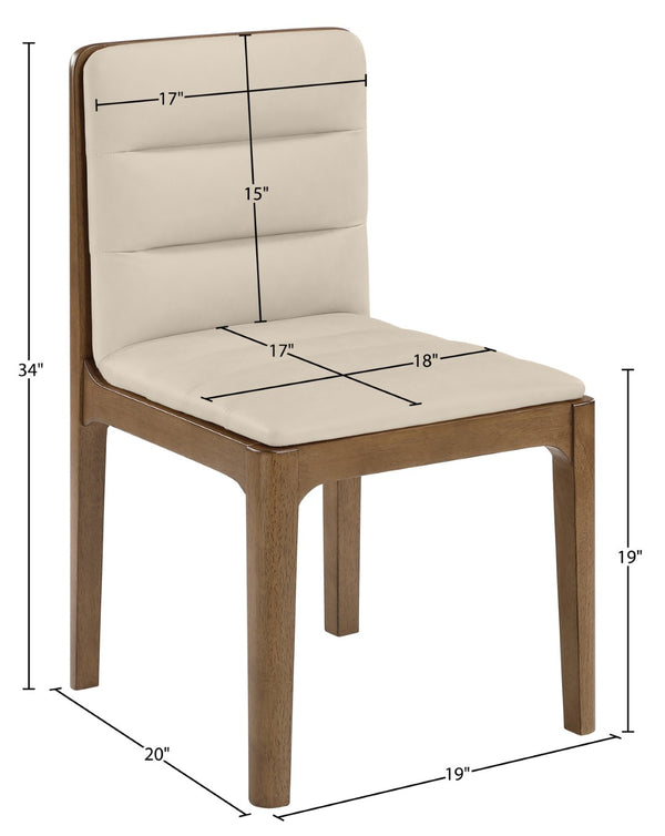 Meridian Furniture Ellis Vegan Leather Seat Cane Back Dining Chair with Solid Wood Frame for Modern Interiors Beige Style 2 88050Beige-C